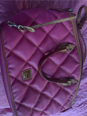 Dooney & Bourke Quilted Hot Pink Crossbody Bag with Tan Trim